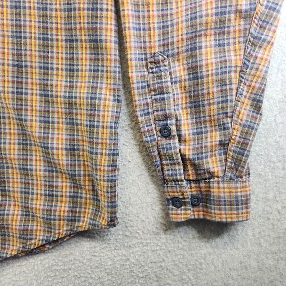 Patagonia Shirt Mens L Yellow Plaid Organic Cotton Flannel Pockets Outdoor Cabin - Picture 8 of 16